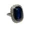 Bague 56 Bague saphir synthétique et diamants en or 18K et platine 58 Facettes