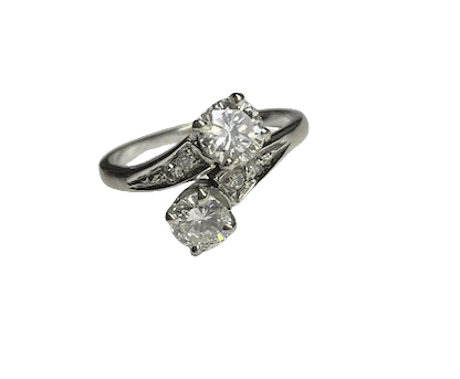 Bague 52 Bague Toi et Moi en or blanc 18K et diamants 58 Facettes