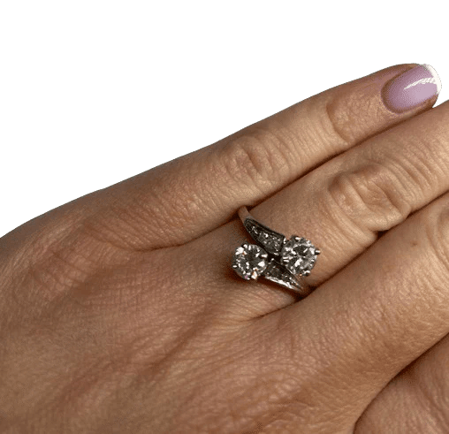 Bague 52 Bague Toi et Moi en or blanc 18K et diamants 58 Facettes