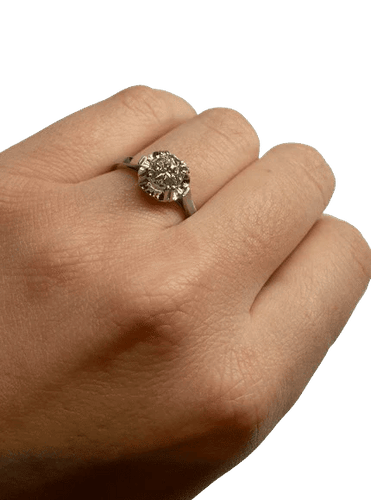 Bague 53 Bague en or blanc 18K et platine avec diamant 0,95 ct 58 Facettes
