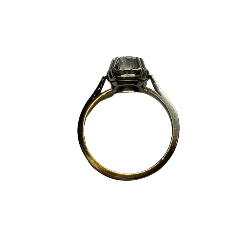Bague 53 Bague en or blanc 18K et platine avec diamant 0,95 ct 58 Facettes