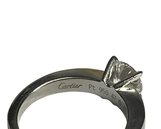 Bague 47 Cartier 1895 - Bague solitaire en platine avec diamant 58 Facettes