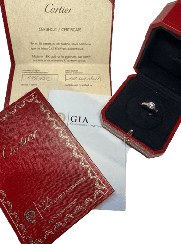 Bague 47 Cartier 1895 - Bague solitaire en platine avec diamant 58 Facettes