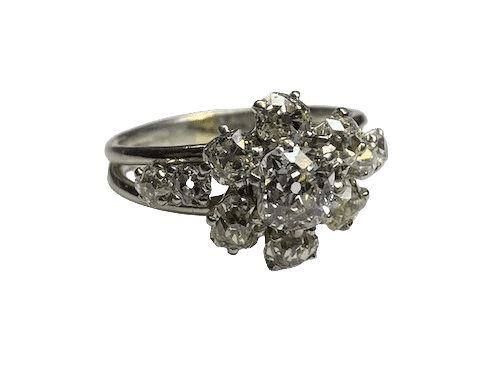 Bague 62 Bague marguerite en platine et diamants 58 Facettes