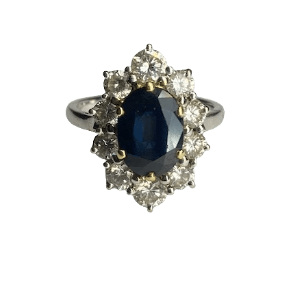 Bague 53 Bague en or 18K avec saphir et diamants 58 Facettes