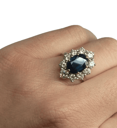 Bague 53 Bague en or 18K avec saphir et diamants 58 Facettes