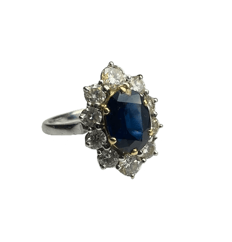 Bague 53 Bague en or 18K avec saphir et diamants 58 Facettes