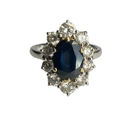 Bague 53 Bague en or 18K avec saphir et diamants 58 Facettes