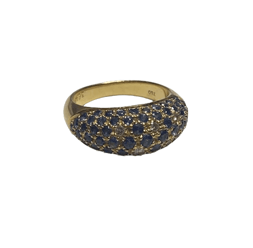 Bague 52 Poiray - Bague jonc en or jaune 18K saphirs et diamants 58 Facettes