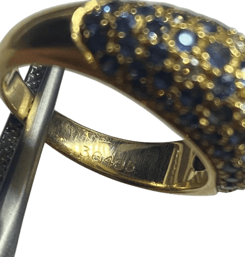 Bague 52 Poiray - Bague jonc en or jaune 18K saphirs et diamants 58 Facettes
