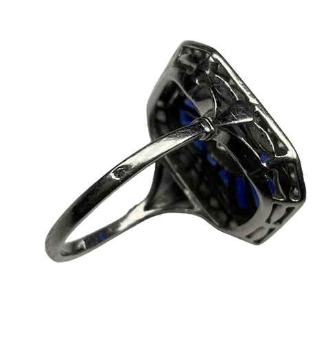 Bague 51 Bague Art déco en or jaune 18K, saphirs et diamants 58 Facettes