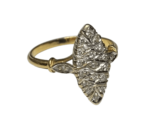 Bague 52 Bague marquise en or jaune 18k et diamants 58 Facettes