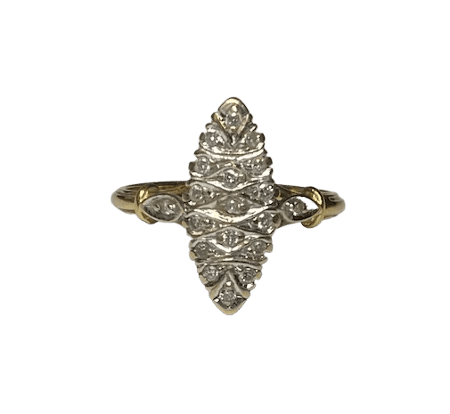Bague 52 Bague marquise en or jaune 18k et diamants 58 Facettes