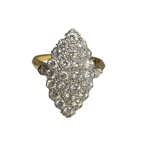 Bague 54 Bague marquise en or jaune 18K et diamants 58 Facettes 240331