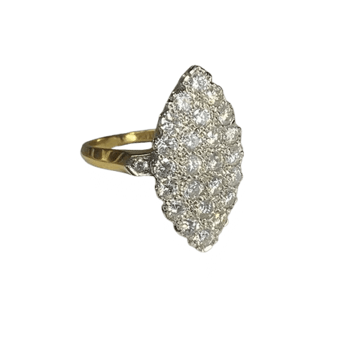 Bague 54 Bague marquise en or jaune 18K et diamants 58 Facettes 240331