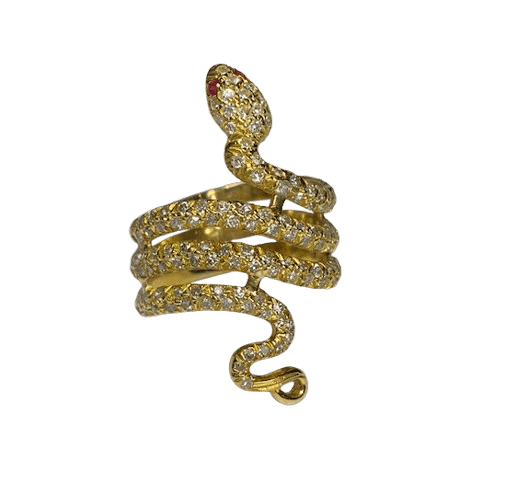 Bague 55 Bague serpent en or jaune 18K et diamants 58 Facettes