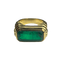 Bague 54 Bague godronnée en or jaune 18K, émeraude et diamants 58 Facettes