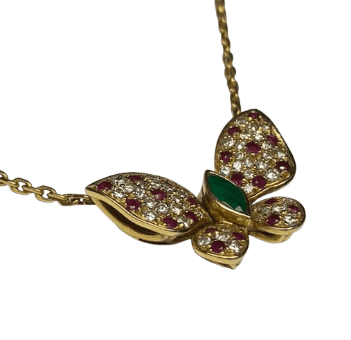Collier Fred - Collier vintage motif papillon en or jaune 18K, diamants 58 Facettes