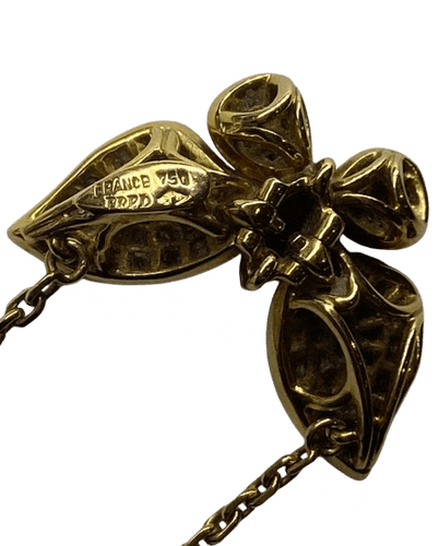 Collier Fred - Collier vintage motif papillon en or jaune 18K, diamants 58 Facettes