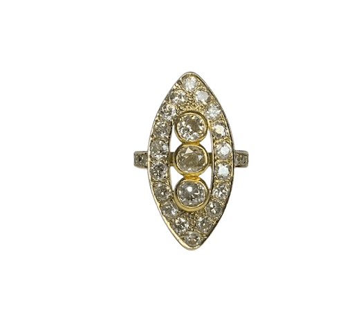 Bague 52 Bague marquise en or jaune 18K et diamants 58 Facettes 240313
