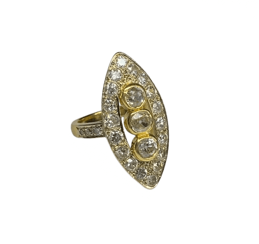 Bague 52 Bague marquise en or jaune 18K et diamants 58 Facettes 240313