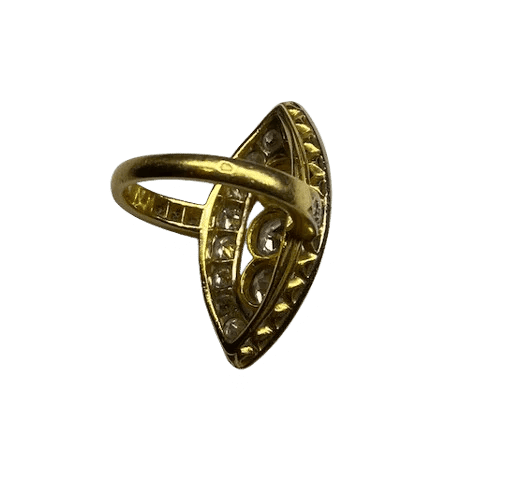 Bague 52 Bague marquise en or jaune 18K et diamants 58 Facettes 240313