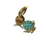 Broche Broche lapin en or jaune 18K avec turquoises et rubis 58 Facettes
