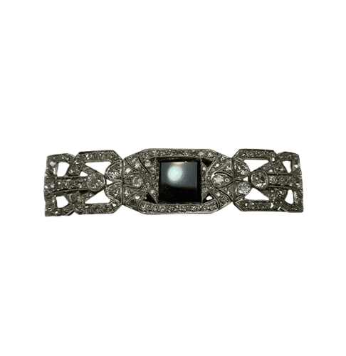 Broche Art déco - Broche en platine, diamants et onyx 58 Facettes 220203