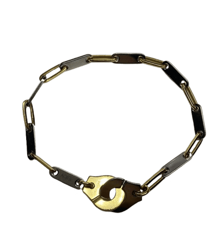 Bracelet Dinh Van Menottes - Bracelet en or jaune 18K et acier 58 Facettes 240444