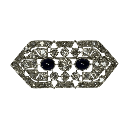 Broche Broche Art déco en platine et or jaune 18K, diamants et saphirs 58 Facettes 240346