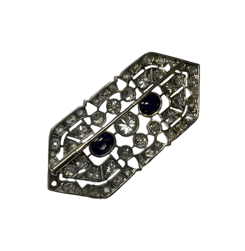 Broche Broche Art déco en platine et or jaune 18K, diamants et saphirs 58 Facettes 240346
