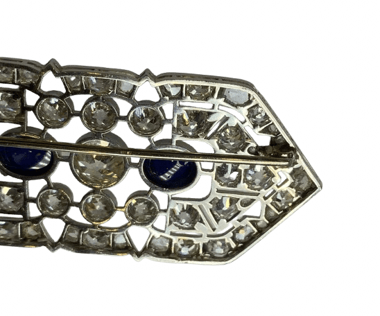 Broche Broche Art déco en platine et or jaune 18K, diamants et saphirs 58 Facettes 240346