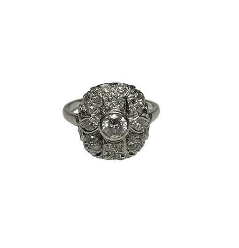 Bague 54 Bague en platine et diamants env. 0,30 ct 58 Facettes 240214
