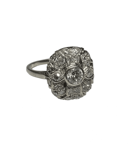 Bague 54 Bague en platine et diamants env. 0,30 ct 58 Facettes 240214