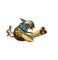 Broche Broche oiseau en or jaune 18K, perle, turquoises et rubis 58 Facettes 240470