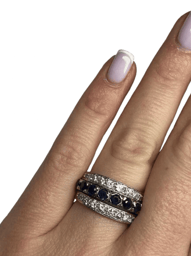 Bague 51 Bague amovible en or 18K avec diamants, rubis et saphirs 58 Facettes 240206