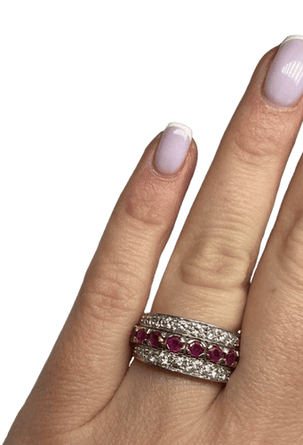 Bague 51 Bague amovible en or 18K avec diamants, rubis et saphirs 58 Facettes 240206