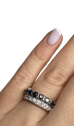Bague 51 Bague amovible en or 18K avec diamants, rubis et saphirs 58 Facettes 240206