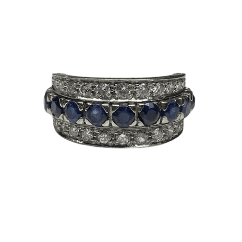Bague 51 Bague amovible en or 18K avec diamants, rubis et saphirs 58 Facettes 240206