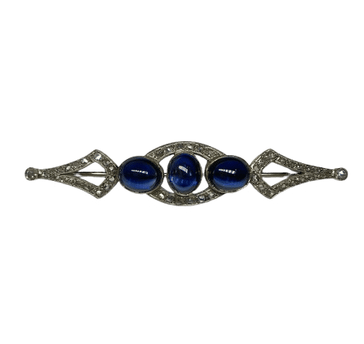 Broche Art déco - Broche en or jaune 18K et platine, diamants et saphirs 58 Facettes 240472