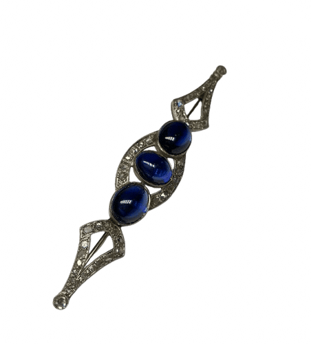 Broche Art déco - Broche en or jaune 18K et platine, diamants et saphirs 58 Facettes 240472
