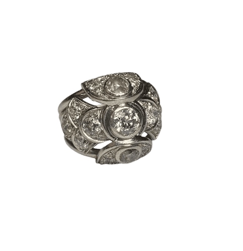 Bague 51 Art déco - Bague dôme en platine et diamants 58 Facettes