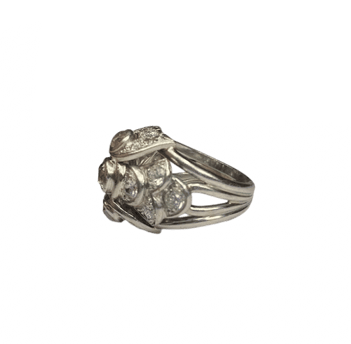 Bague 51 Art déco - Bague dôme en platine et diamants 58 Facettes