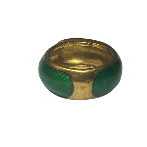 Bague 48 Van Cleef & Arpels - Bague vintage en or jaune 18K et émail vert 58 Facettes