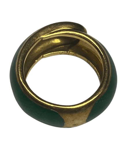 Bague 48 Van Cleef & Arpels - Bague vintage en or jaune 18K et émail vert 58 Facettes