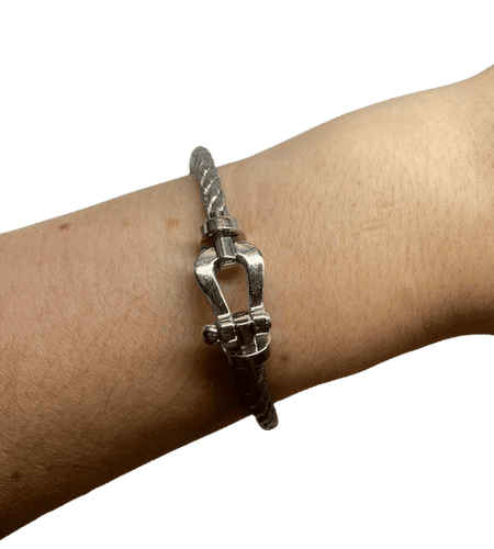 Bracelet FRED Force 10 - Bracelet grand modèle en or blanc 18K et acier 58 Facettes 250186