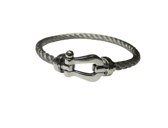 Bracelet FRED Force 10 - Bracelet grand modèle en or blanc 18K et acier 58 Facettes 250186