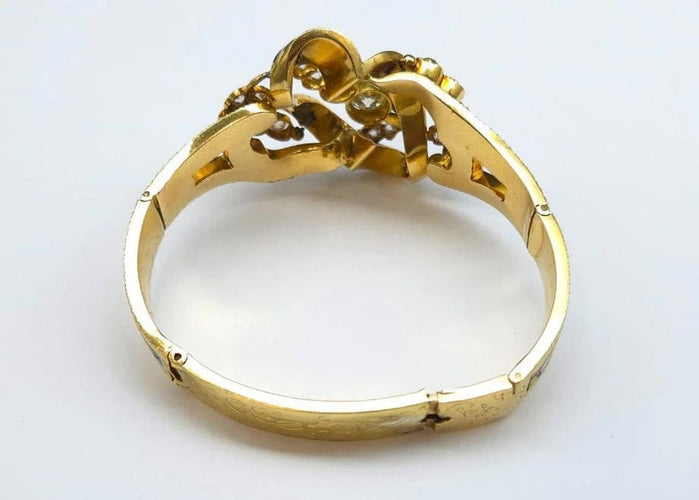 Bracelet Bracelet articulé en or jaune 18K, émail et diamants, fin XIXe siècle 58 Facettes