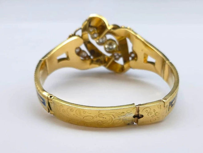 Bracelet Bracelet articulé en or jaune 18K, émail et diamants, fin XIXe siècle 58 Facettes