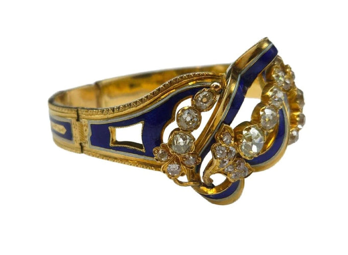 Bracelet Bracelet articulé en or jaune 18K, émail et diamants, fin XIXe siècle 58 Facettes